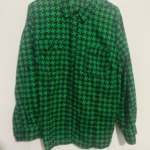 Michael Kors green and black geometric print dress shirt